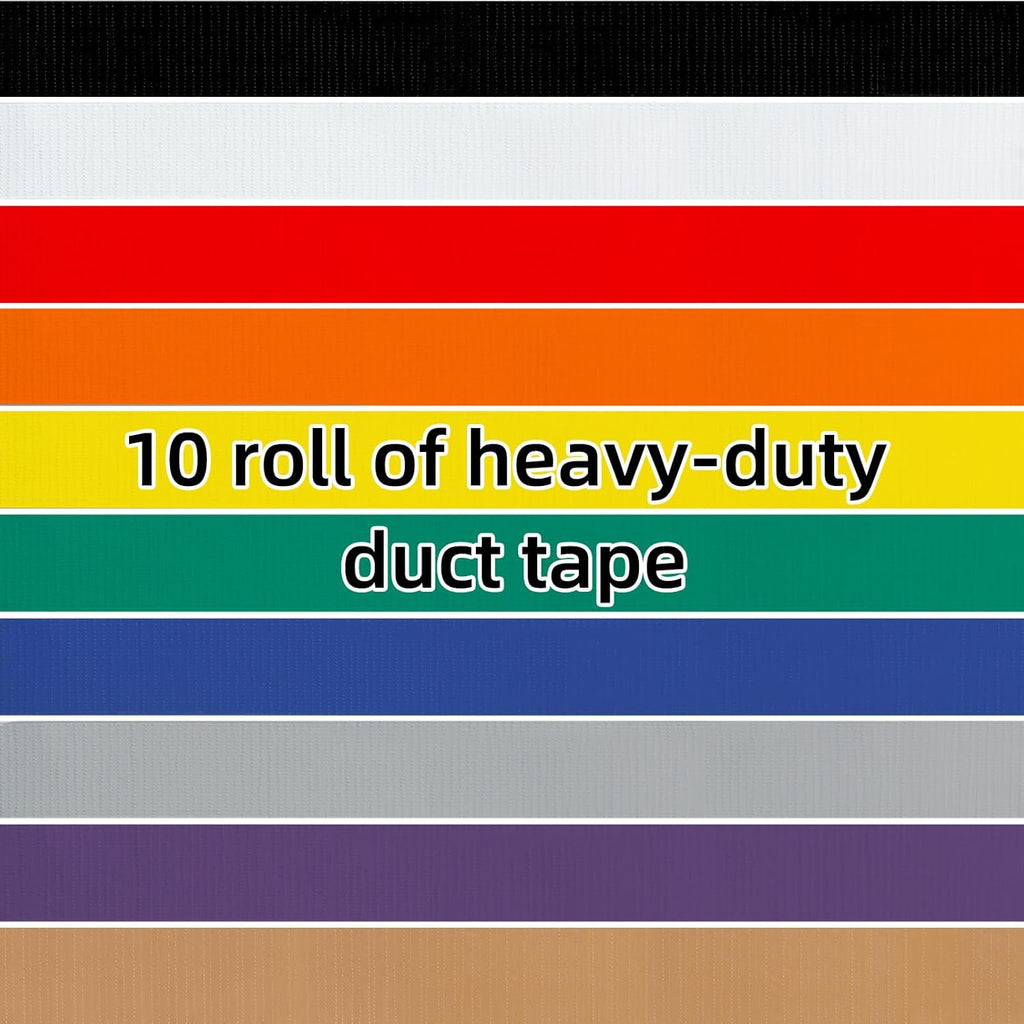 10 Rolls Mixed Color Duct Tape -19Mm X 9.14M | Heavy Duty Strong Adhesive Duct Tape for DIY, Repair, Indoor/Outdoor, Craft
