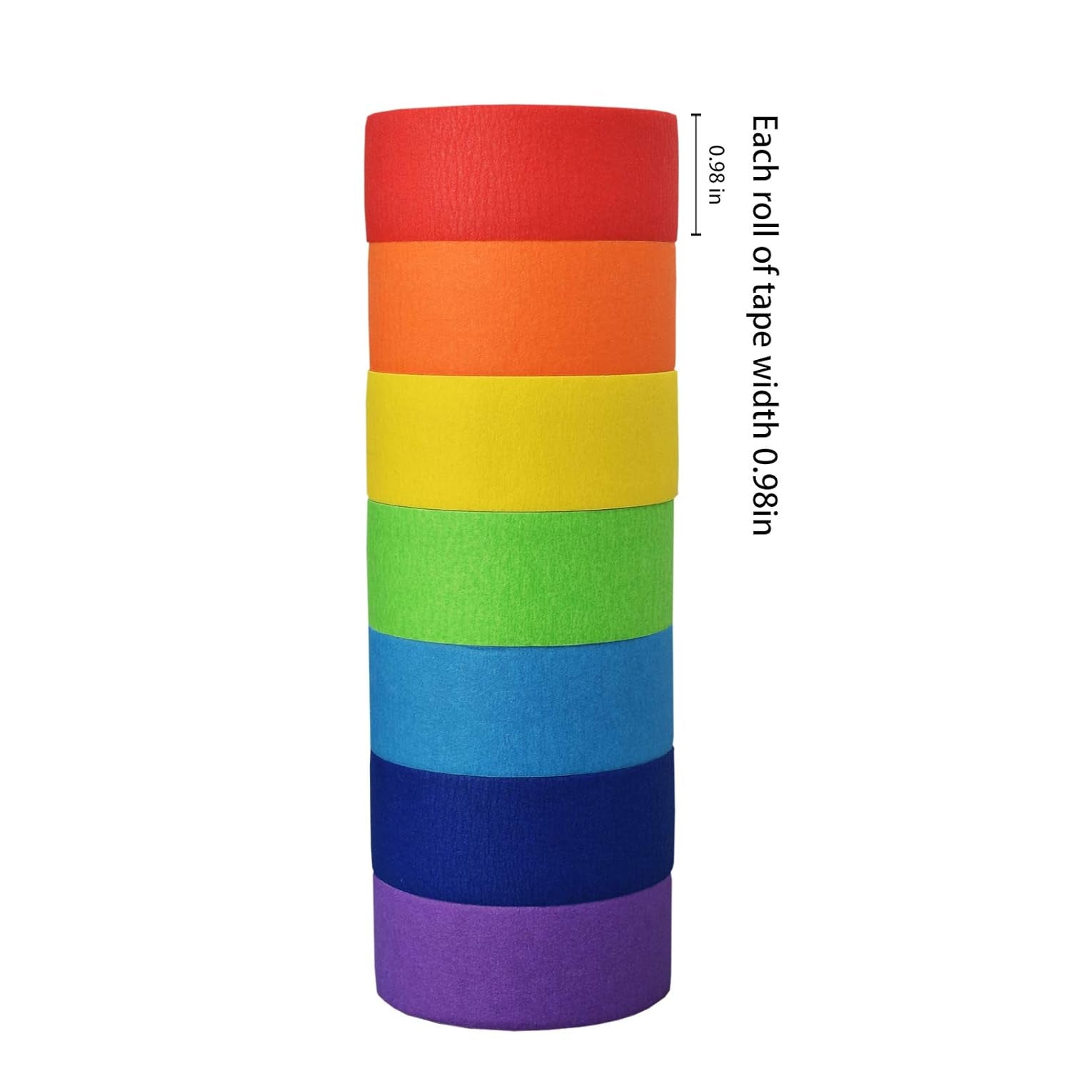 Rainbow Masking Tape Adhesive Tape Pressure Sensitive Tape Textured Paper 7 Rolls of 14 Yards×1 Inch Colorful Teacher Tape for Classroom Decorations,Art Lab Labeling