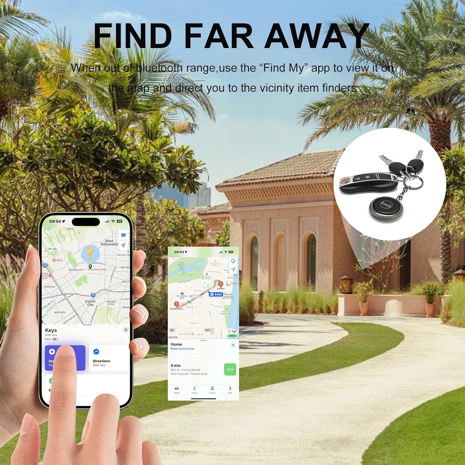 Item Finders Tracker Work for Apple Find My (Ios Only) APP GPS Tracker Tag for Dogs,Cats,Luggage, Keys, Backpack, Satchel Etc. (2Pack Black&Bwmix)