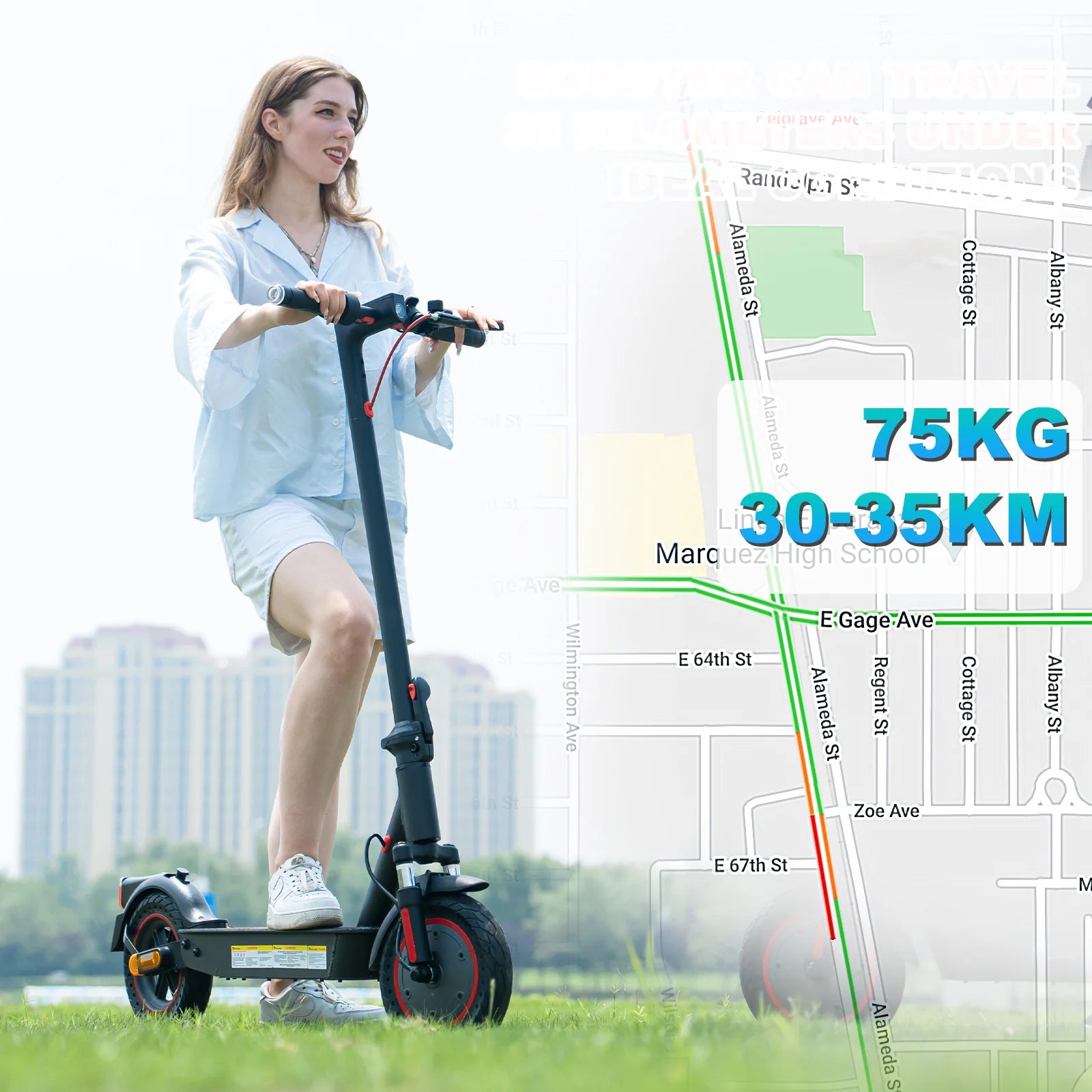 EV10K Pro Electric Scooter for Adults, 10" Foldable Scooter, App Control, 500W Motor, 410WH Battery, Max Speed 25