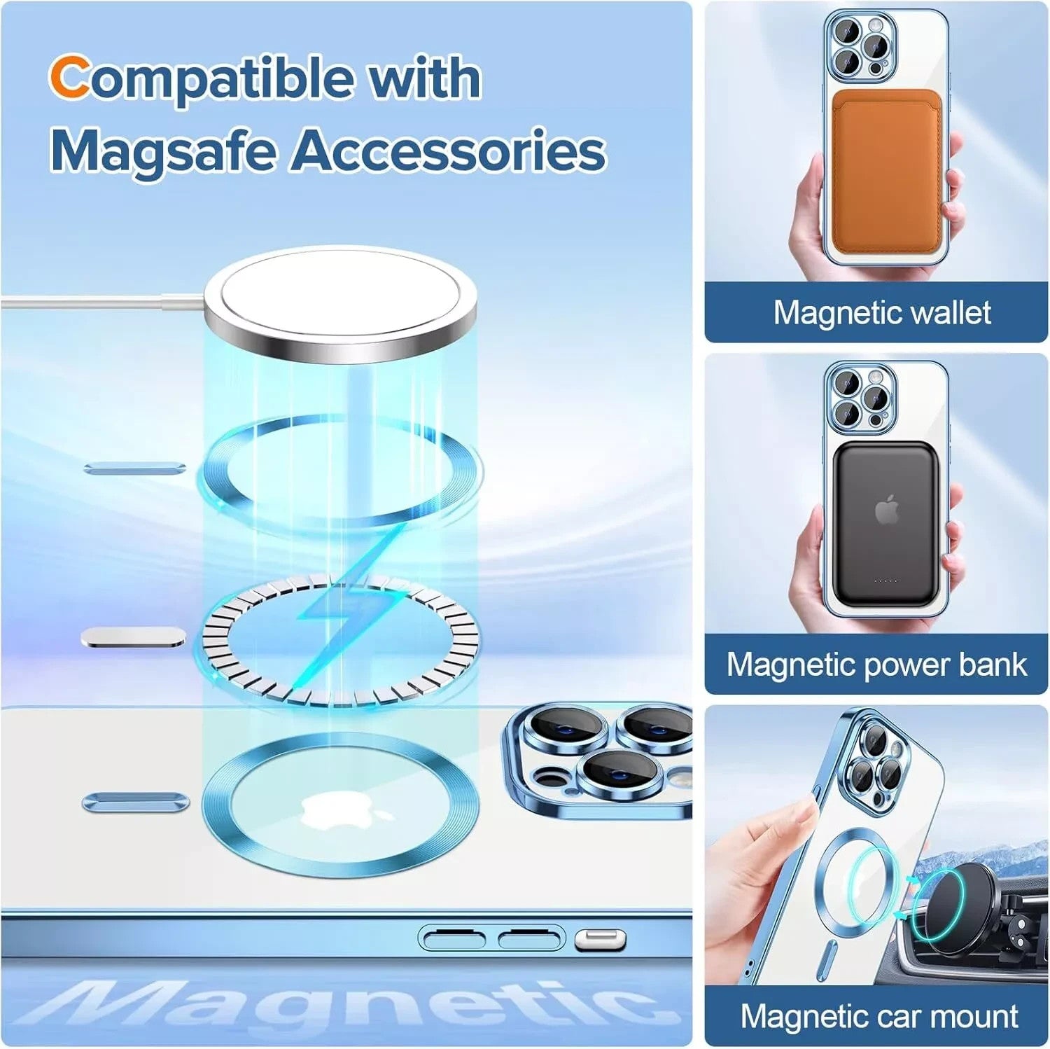 Magsafe with Lens Glass Case for Iphone 17 Pro Max 16Pro 17E 15 14 13 12 SE 2022