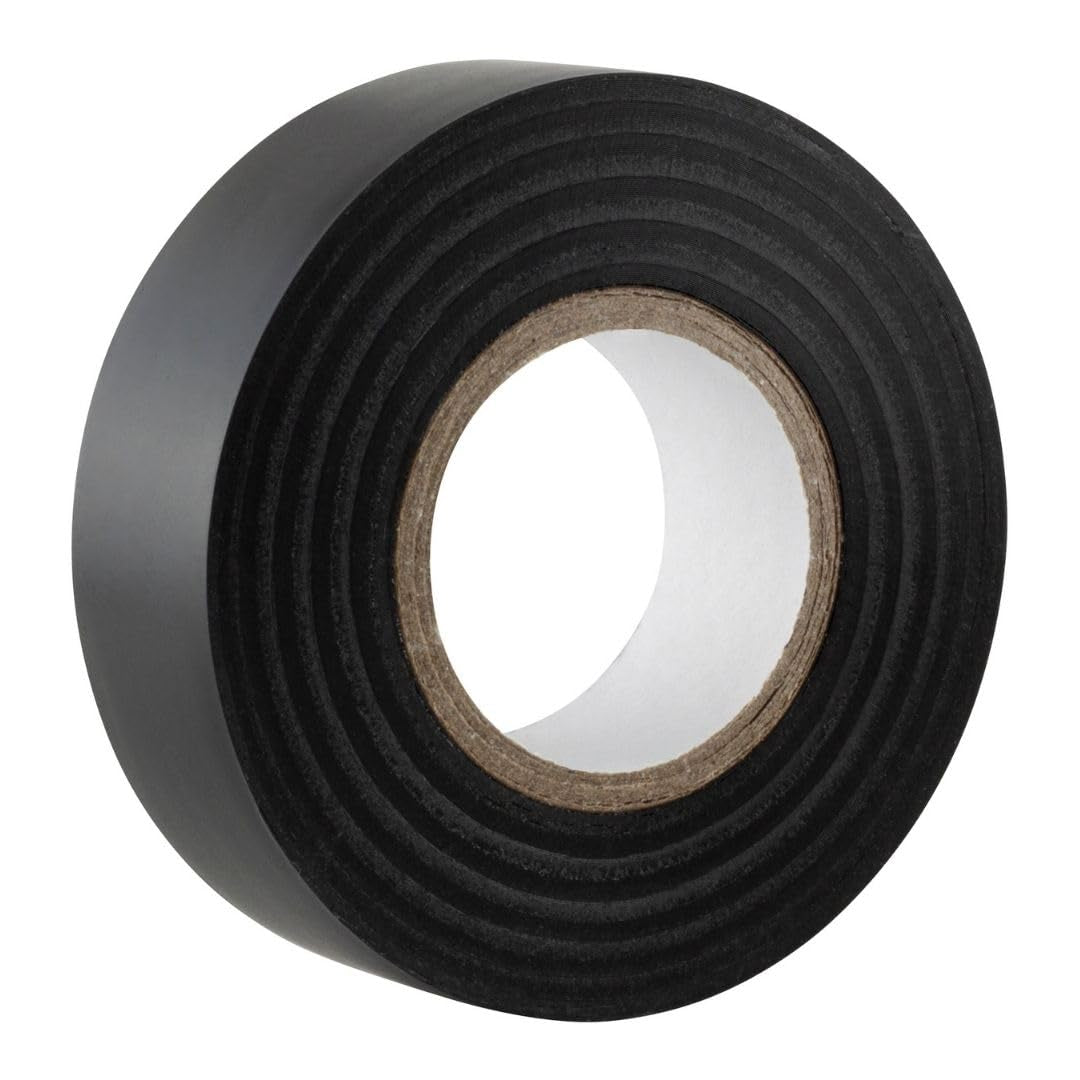 Black Electrical Tape, 19Mm X 20M, 10 Rolls of Strong Self-Adhesive PVC Insulation Tape for Insulating, Repairing and Protecting Electrical Wires