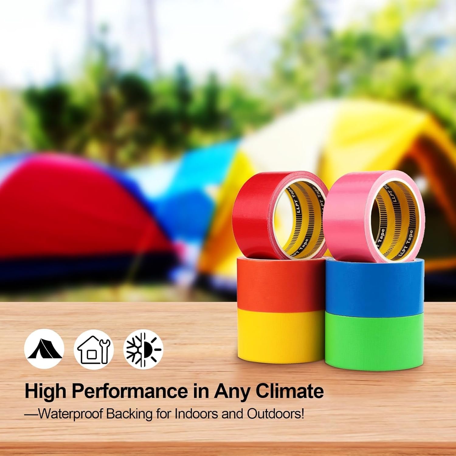 Duct Tape | 6 Packs | 50MM X 9M | Assorted Color - Blue Pink Yellow Green Orange Red | Fabric Gaffer Tape | Heavy Duty Waterproof Cloth Repair Tape | for DIY Indoor Outdoor Use()