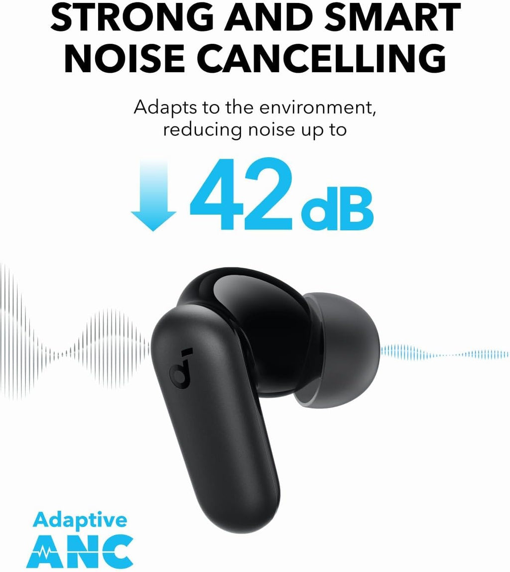 P30I by  Noise Cancelling Earbuds, Strong and Smart Noise Cancelling, Powerful Bass, 45H Playtime, 2-In-1 Case and Phone Stand, IP54, Wireless Earbuds, Bluetooth 5.4, App Control