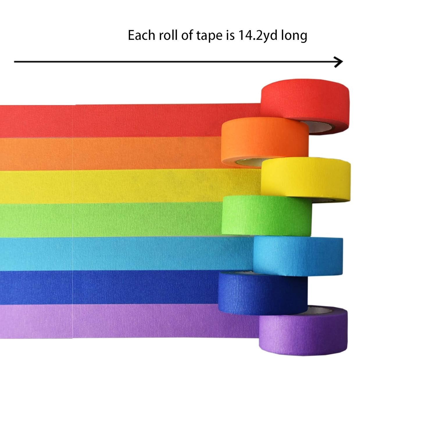 Rainbow Masking Tape Adhesive Tape Pressure Sensitive Tape Textured Paper 7 Rolls of 14 Yards×1 Inch Colorful Teacher Tape for Classroom Decorations,Art Lab Labeling