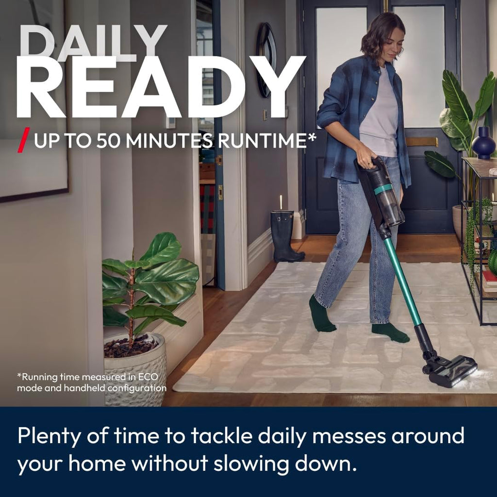 HF1 Max Cordless Vacuum Cleaner anti Hair Wrap 200W, 50-Min Runtime Rechargeable, 3 Speeds, Double Edge Cleaning, LED Headlight, HEPA Fliter, Crevice Tool & Motorised Pet Tool [HF1M10P]