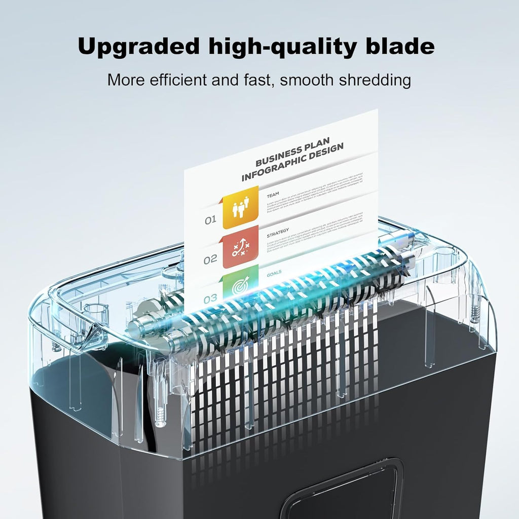 6 Sheet Cross Cut Paper Shredder, Compact Shredder for Home & Small Office Use, Shreds Credit Cards, Staples, and Clips, Portable Handle Design, 13L Bin (C237-B Upgrade Version)