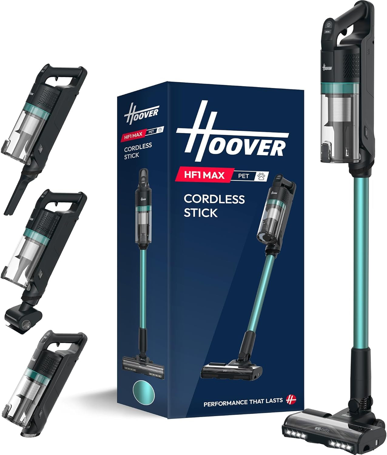 HF1 Max Cordless Vacuum Cleaner anti Hair Wrap 200W, 50-Min Runtime Rechargeable, 3 Speeds, Double Edge Cleaning, LED Headlight, HEPA Fliter, Crevice Tool & Motorised Pet Tool [HF1M10P]