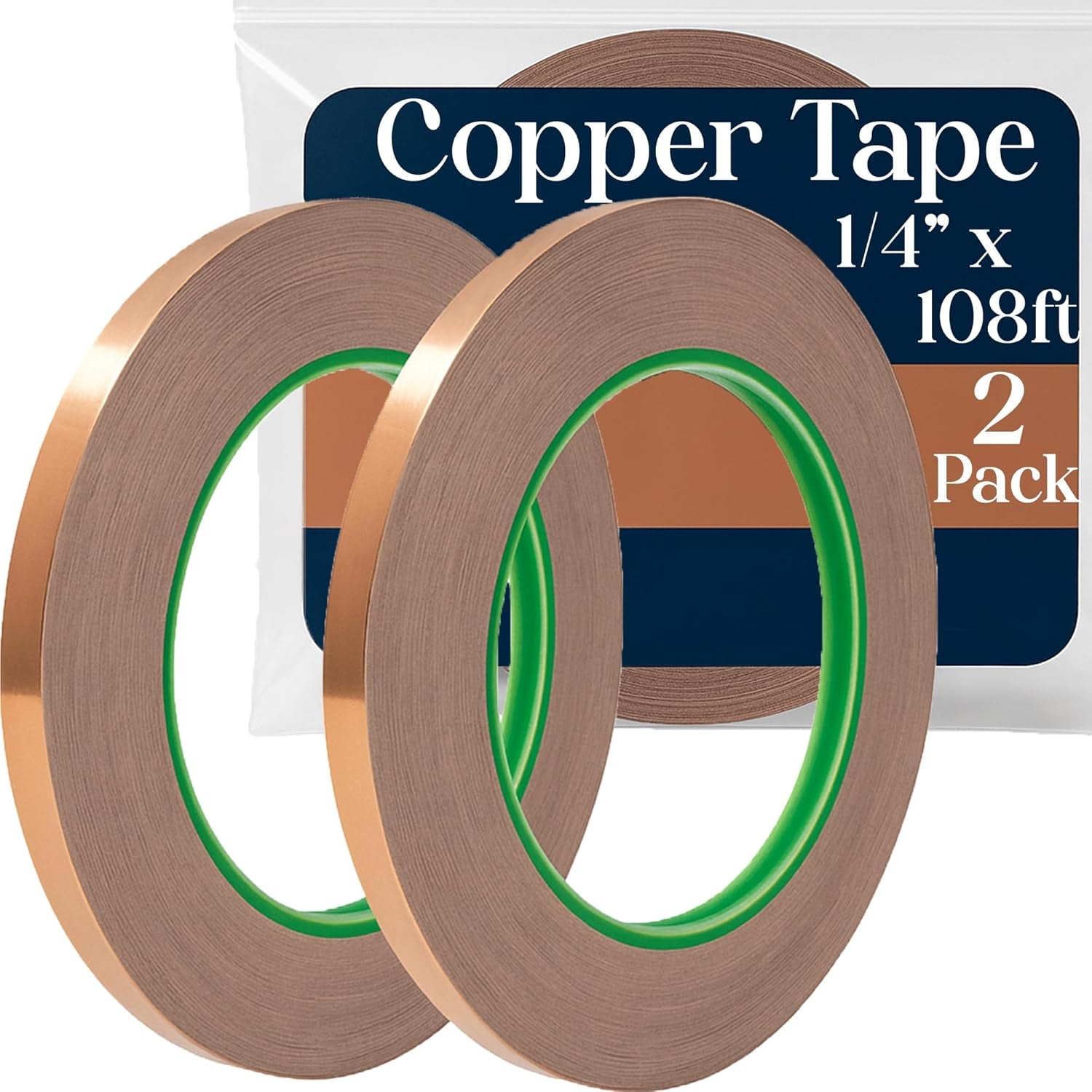 Copper Tape [1/4 Inch X 108Ft] Copper Foil Tape for Guitar Cavity, Electrical Conductive for Soldering, Stained Glass, and More (1/4 Inch)