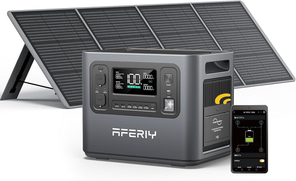 Portable Power Station 2400W with 200W Solar Panel, 2048Wh Portable Power Station Lifepo4 230V AC Outlets, UPS, Solar Generator, Electric Generator for Rv/Camping/Home