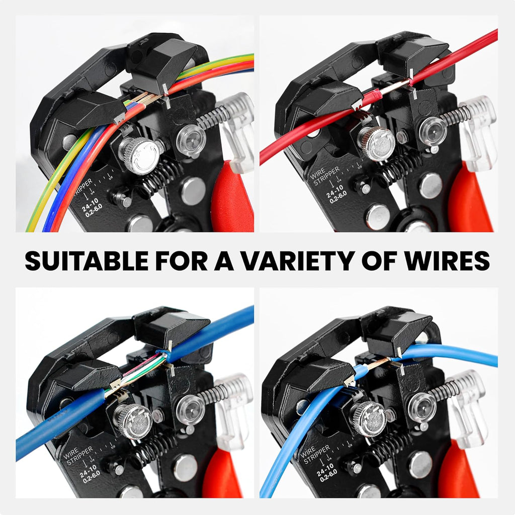 Wire Strippers Electrical, 3 in 1 Wire Cutters, Electrical Tools Terminal Crimper for Electricians, Circuit, Distribution Box Repair, AWG 10-22, Pressure Adjust Rotary Switch, SK5 Cutter