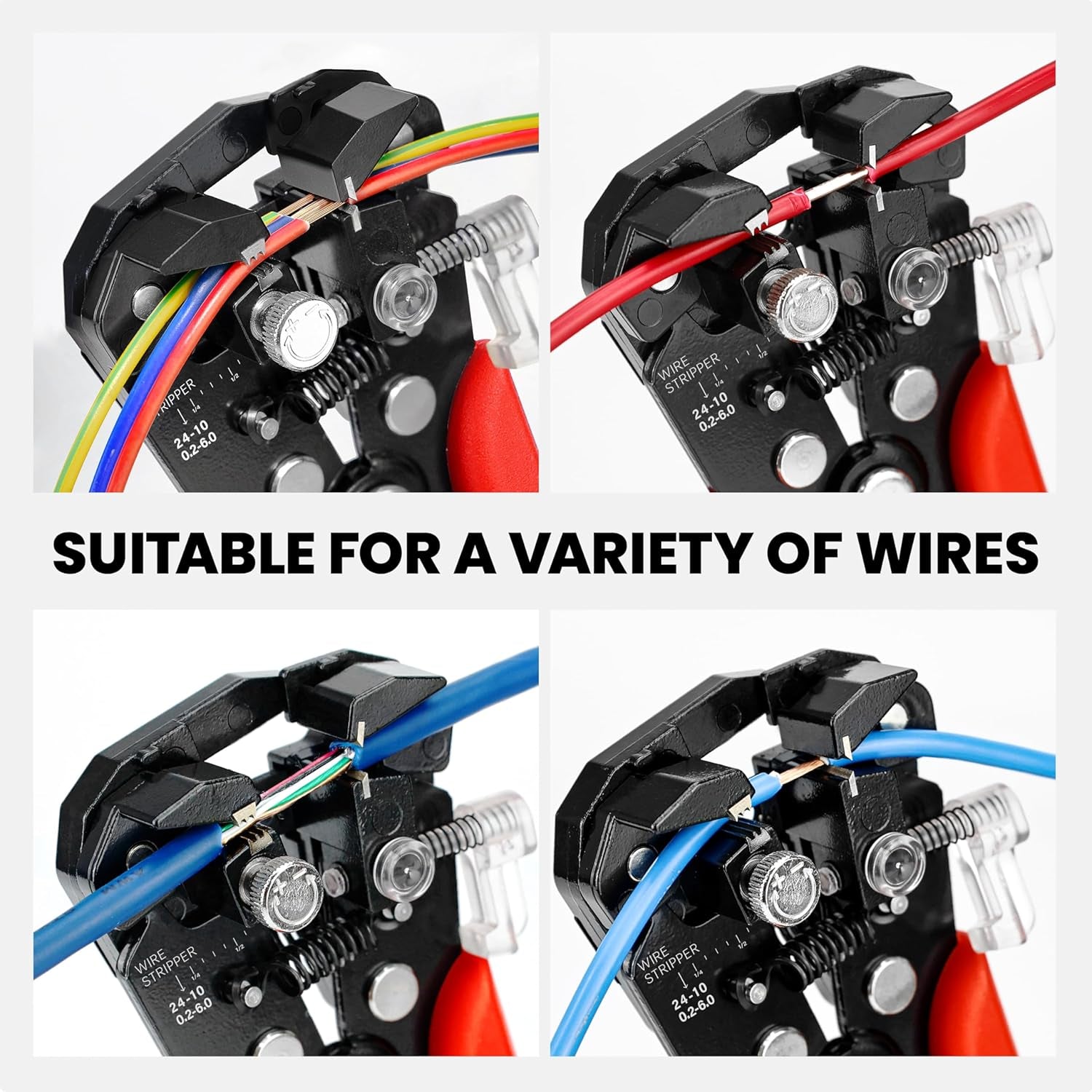Wire Strippers Electrical, 3 in 1 Wire Cutters, Electrical Tools Terminal Crimper for Electricians, Circuit, Distribution Box Repair, AWG 10-22, Pressure Adjust Rotary Switch, SK5 Cutter