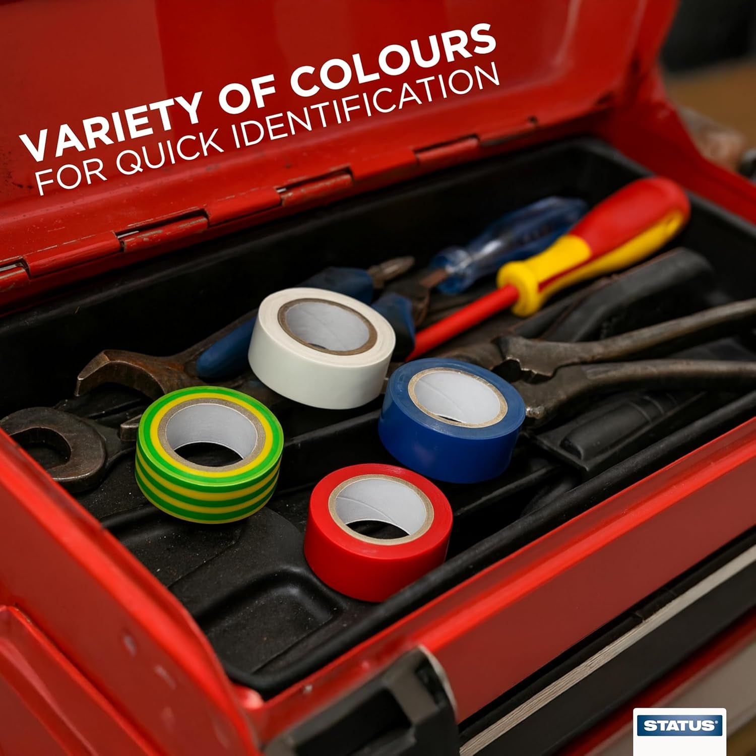 Electrical Tape, 10 Meters Insulation, Electrical Insulating Tape, 5 Pack Assorted Colours, S5PKPVCETX6