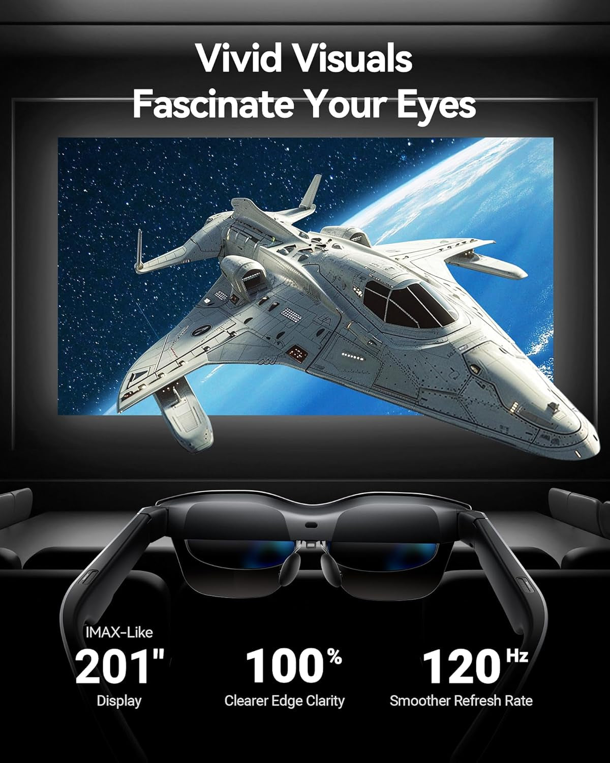 Air 2S XR Glasses - AR Glasses, 201" 120Hz 5000 Nits FHD OLED Display, Video Display Glasses Compatible with Iphone 16,15/Android/Switch/Ps5/Steamdeck, 2024 Model