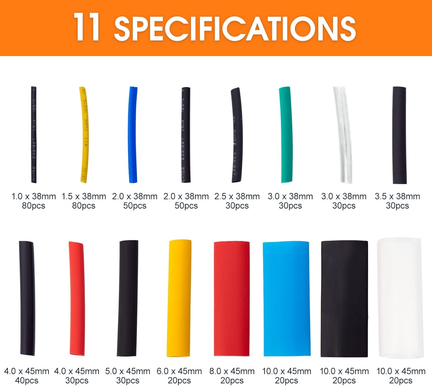 Heat Shrink Tubing Set - 580 Pieces High Quality EVA Material in 6 Colors and 11 Sizes - Ideal for Electrical Insulation, Repairs and Wire Connectors with User-Friendly Design and Storage Case
