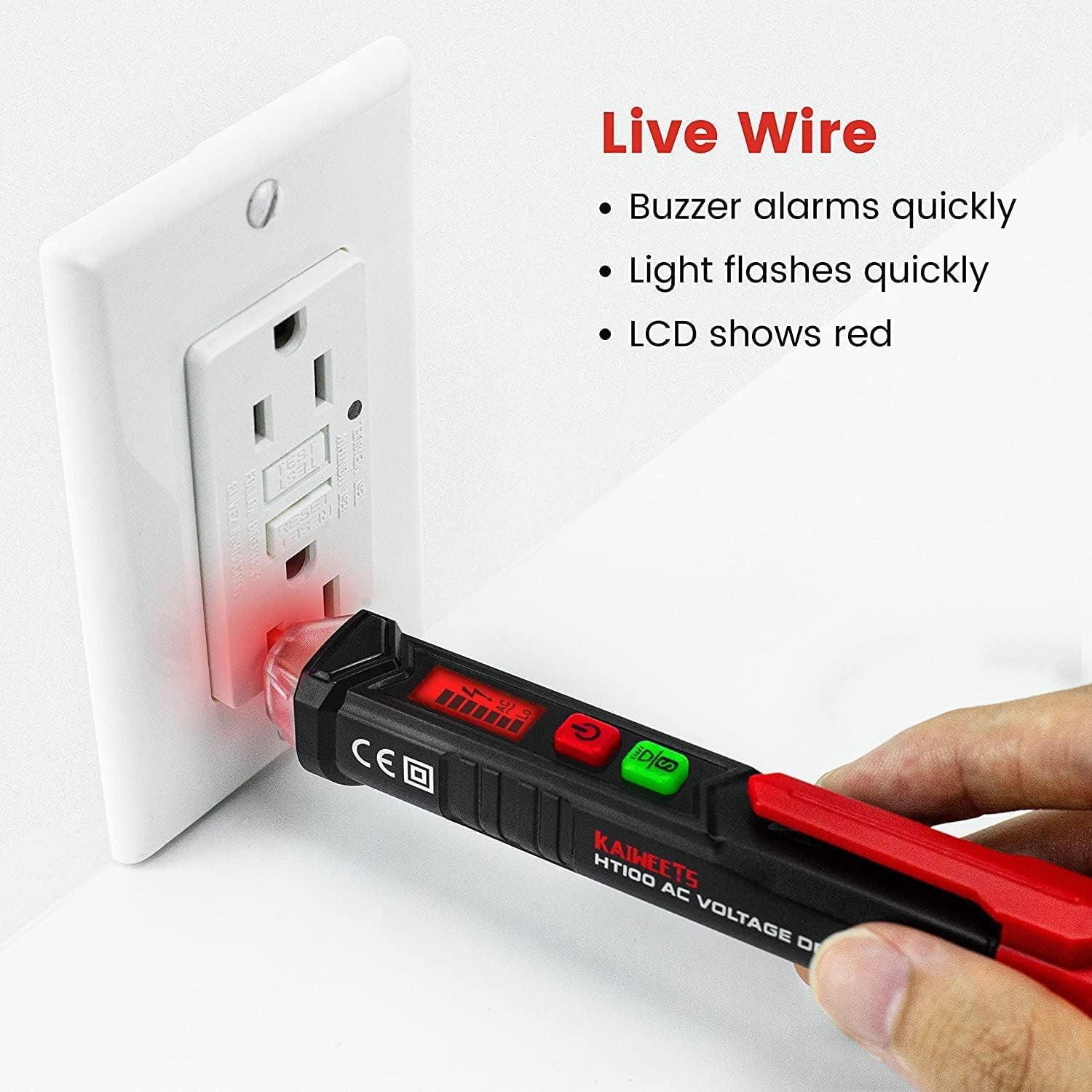 HT100 Voltage Tester, Dual-Range 12V-1000V/48V 1000V Non-Contact Electrical Tester, Voltage Sensitivity Electric Compact Pen with NCV, LED Flashlight, Buzzer Alarm, Wire Breakpoint Finder