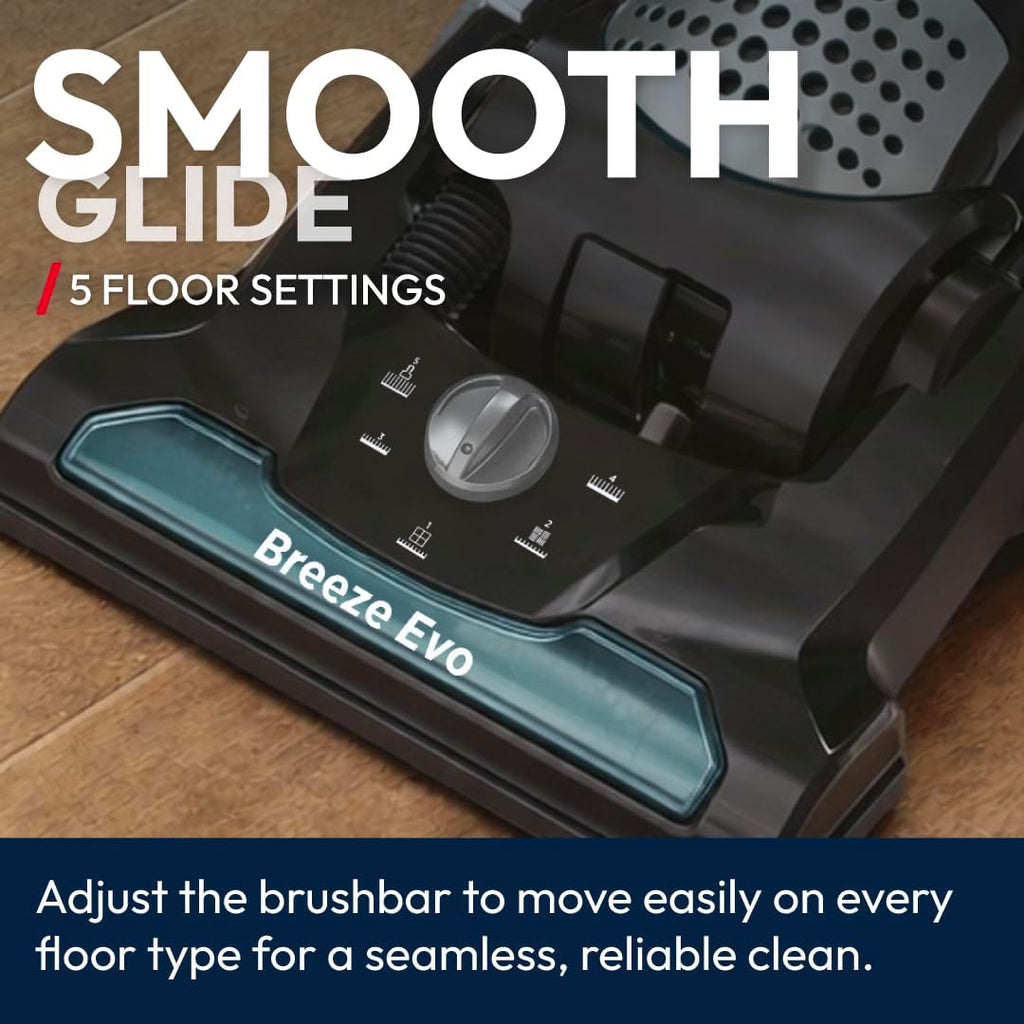 TH31B002001 Breeze Evo Bagless Pets Upright Vacuum Cleaner, 18/8 Stainless Steel, 850 W, 3 Liters, Black/Turquoise