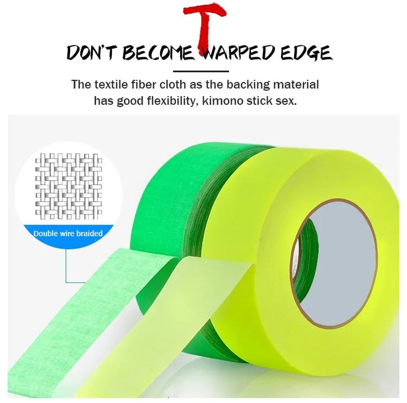Neon Gaffer Cloth Tape, Fluorescent Colors Pro Gaff Tape Duct Tape UV Blacklight Glow in the Dark Tape for UV Party, 5 Pack (0.6 Inch X 16.5 Feet)