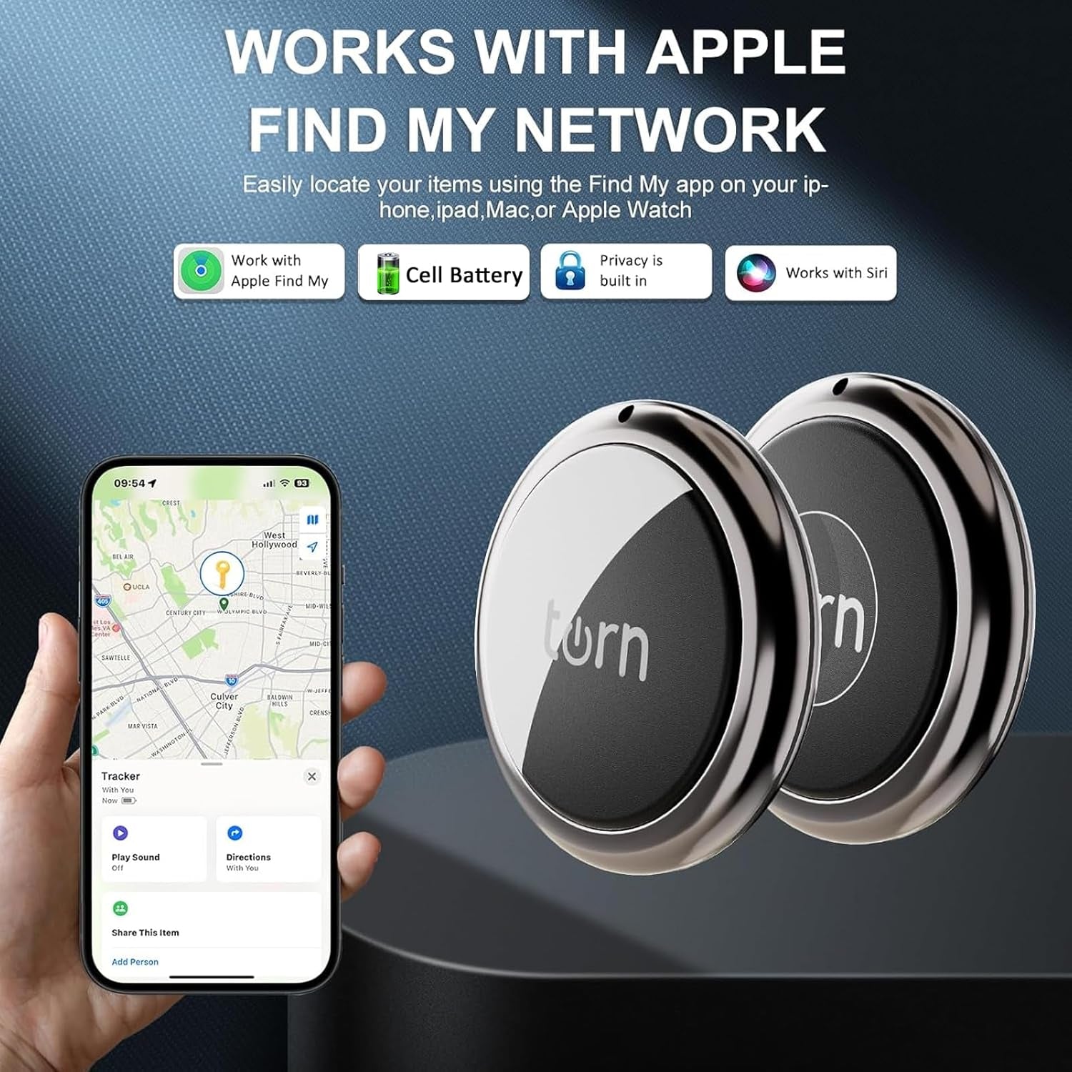 Item Finders Tracker Work for Apple Find My (Ios Only) APP GPS Tracker Tag for Dogs,Cats,Luggage, Keys, Backpack, Satchel Etc. (2Pack Black&Bwmix)
