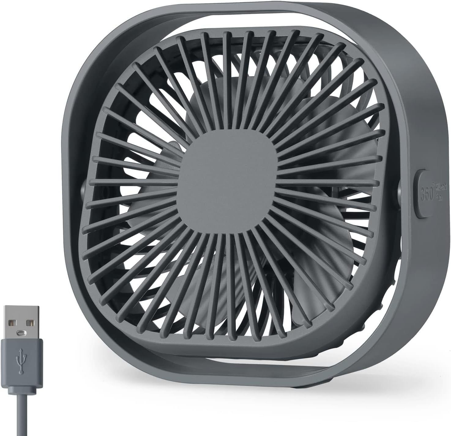 Desk Fan USB Small Fans for Desktop Table Bedside, Mini Desk Accessories for Home Office Bedroom Car Greenhouse Kitchen, Powerful Silent Bed Fan, 3 Speeds Wind Strong Airflow to Dog Crate Greenhouse