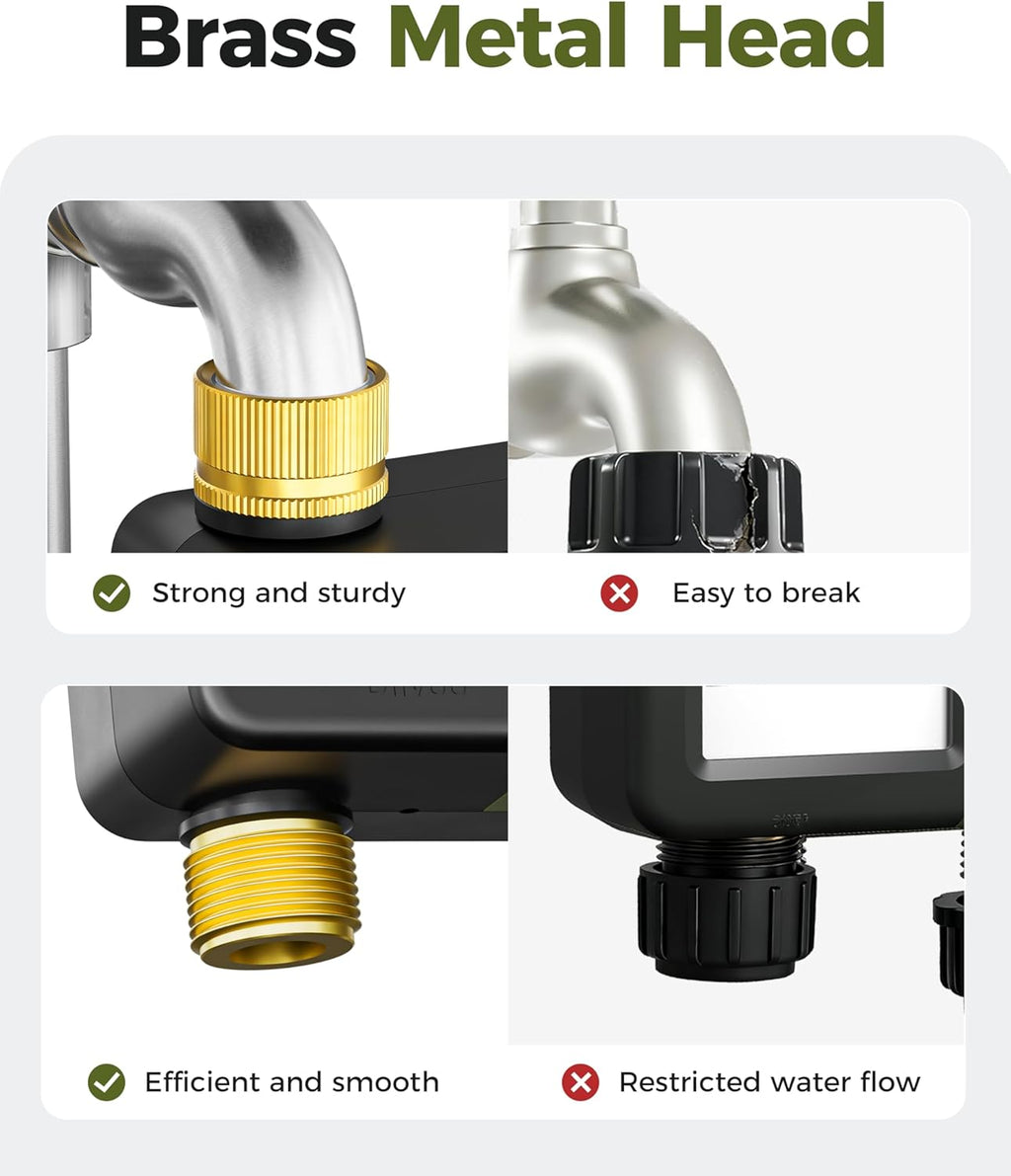 Water Sprinkler Timer with Brass Inlet & Outlet, Irrigation Hose Timer with Weekly and Daily Frequency Irrigation, Rain Delay and Manual Watering for Lawns and Gardens