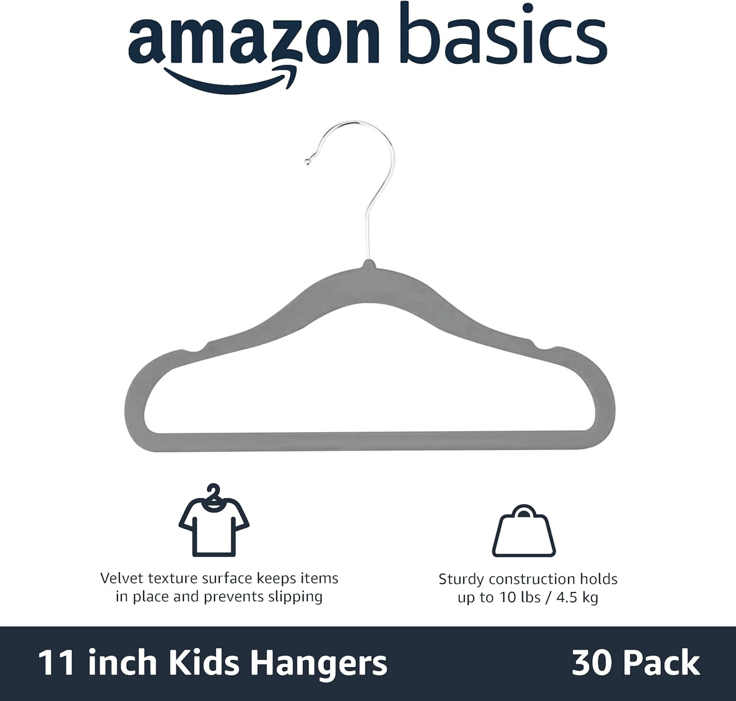 Velvet Non-Slip Clothes Hangers for Babies and Toddlers  Kids, 29.5Cm (11.6Inch), Pack of 30 Pieces, Blue
