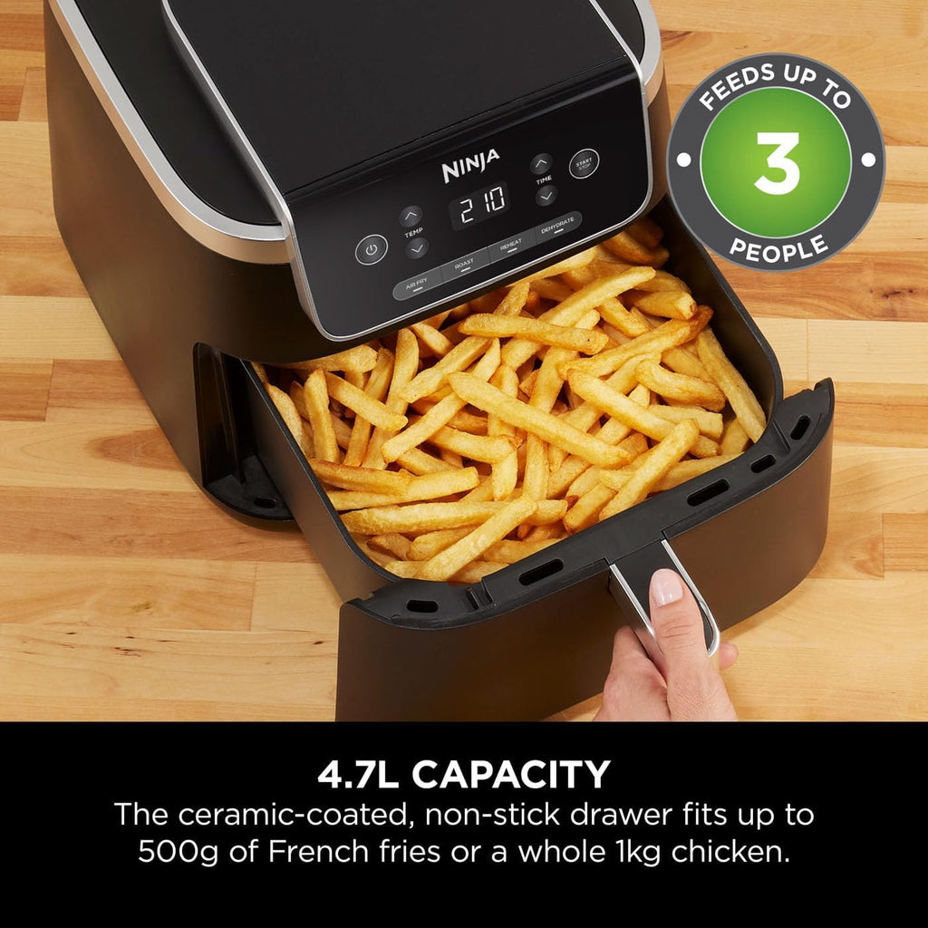 Air Fryer PRO 4.7L, Single Drawer, 4-In-1, Air Fry, Roast, Reheat, Dehydrate, Cooks 1-2 Portions, Digital, Cook from Frozen, Non-Stick Drawer & Crisper Basket, 2000W, Black AF140UKBRN