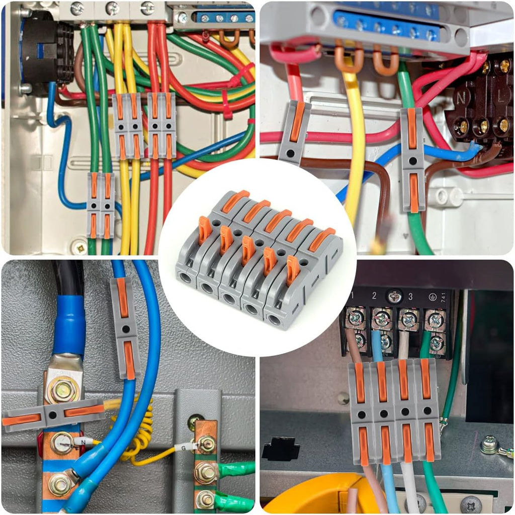 34 Pieces Electrical Connectors with Pole, 1 Wire 2 Inputs, Domino for Freely Combinable Cables, PA/PC Flame Retardant