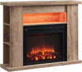 43" Lipson Electric Fireplace Suite Rustic Light Oak Colour with Storage Shelves Includes 2Kw Heater with Glass Fronted Flame Effect, Remote