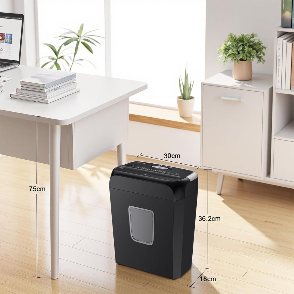 6 Sheet Cross Cut Paper Shredder, Compact Shredder for Home & Small Office Use, Shreds Credit Cards, Staples, and Clips, Portable Handle Design, 13L Bin (C237-B Upgrade Version)