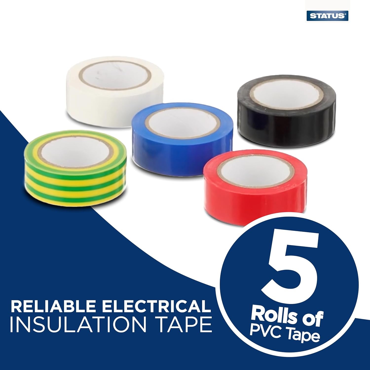 Electrical Tape, 10 Meters Insulation, Electrical Insulating Tape, 5 Pack Assorted Colours, S5PKPVCETX6