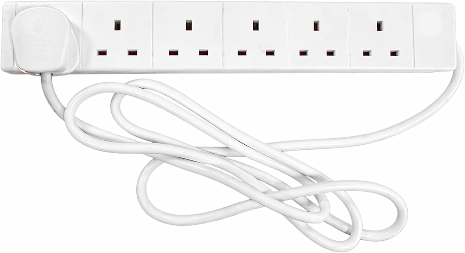 6 Socket Extension Lead, 2M Multi-Plug Power Strip for Home, Office or Gaming Set-Ups, White (S6W2MS12)