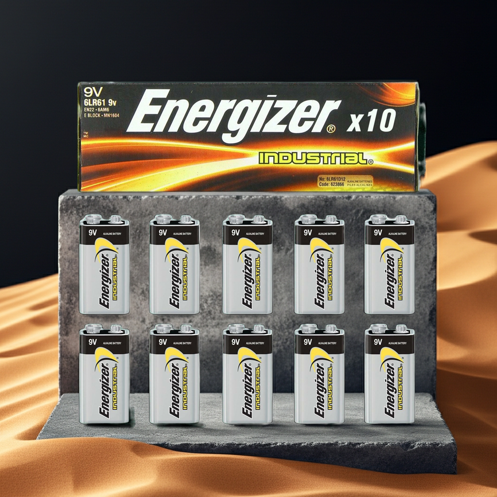 10 X Energizer 9V PP3 Industrial Alkaline Batteries Smoke Alarm LR22 MN1604